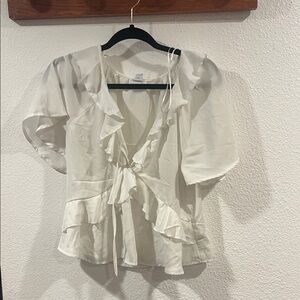 Old Navy Cream Ruffle Blouse